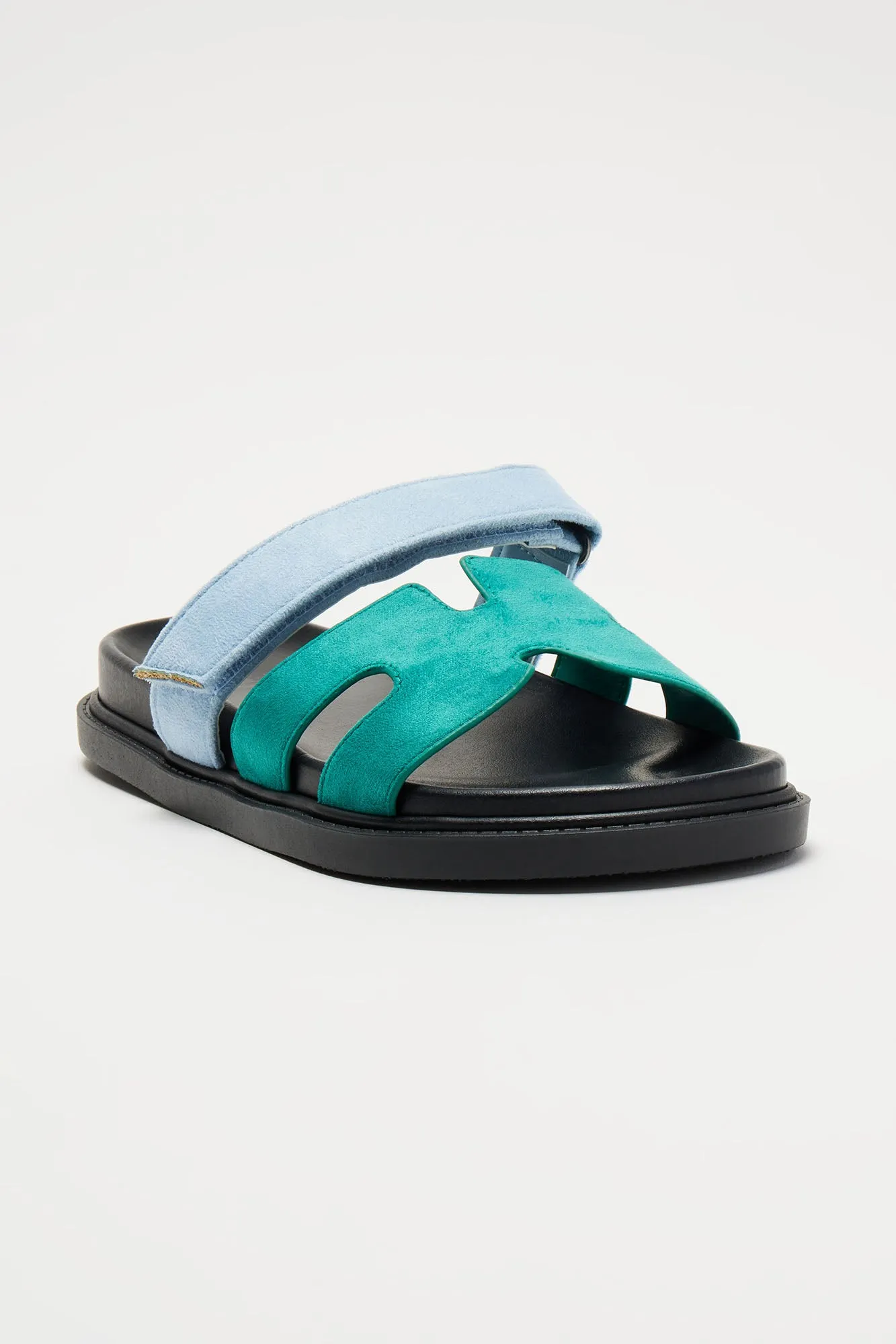 Agnes Flat Sandals - Green/combo