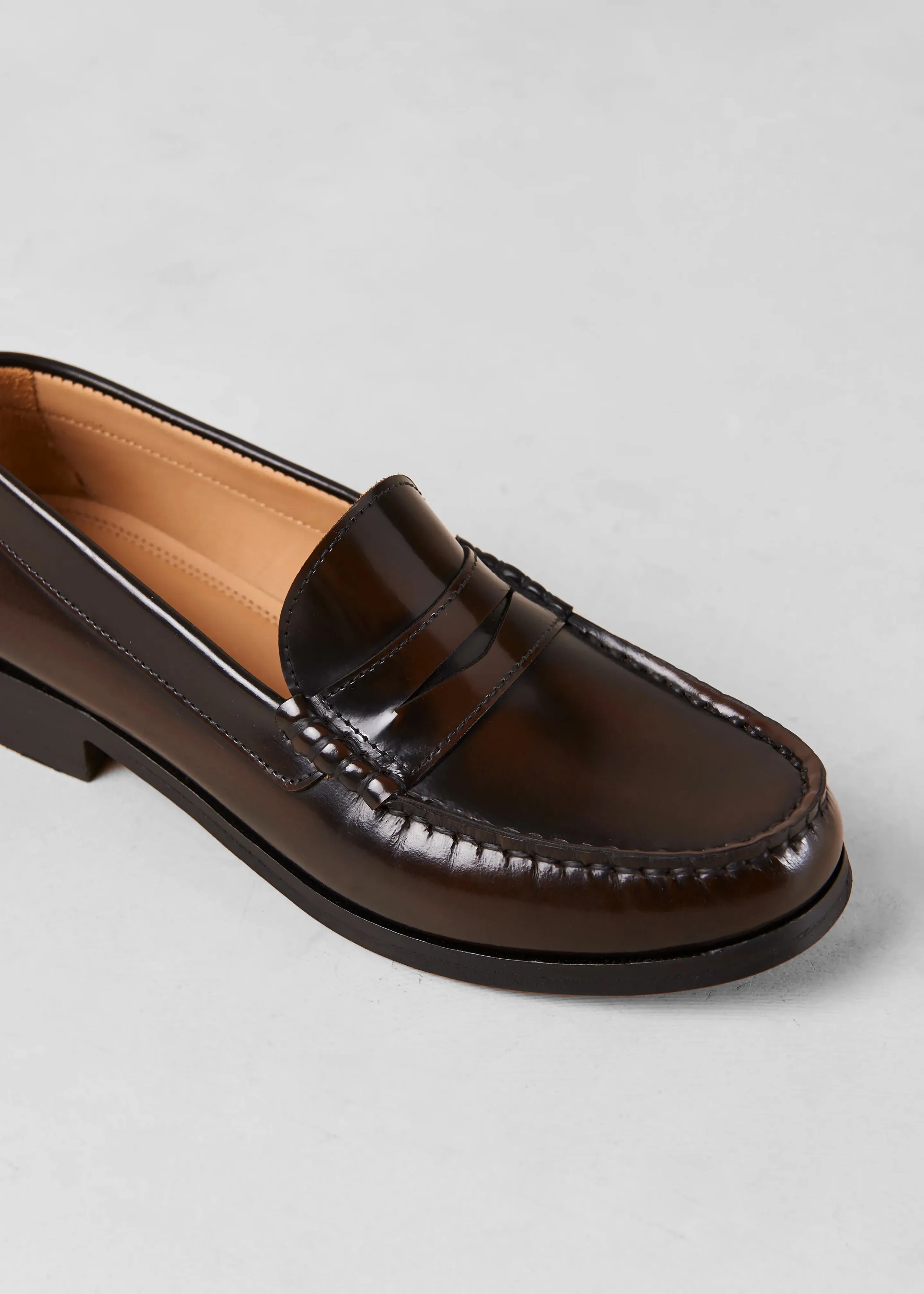 Alohas Rivet Brushed Leather Loafers - Coffee Brown