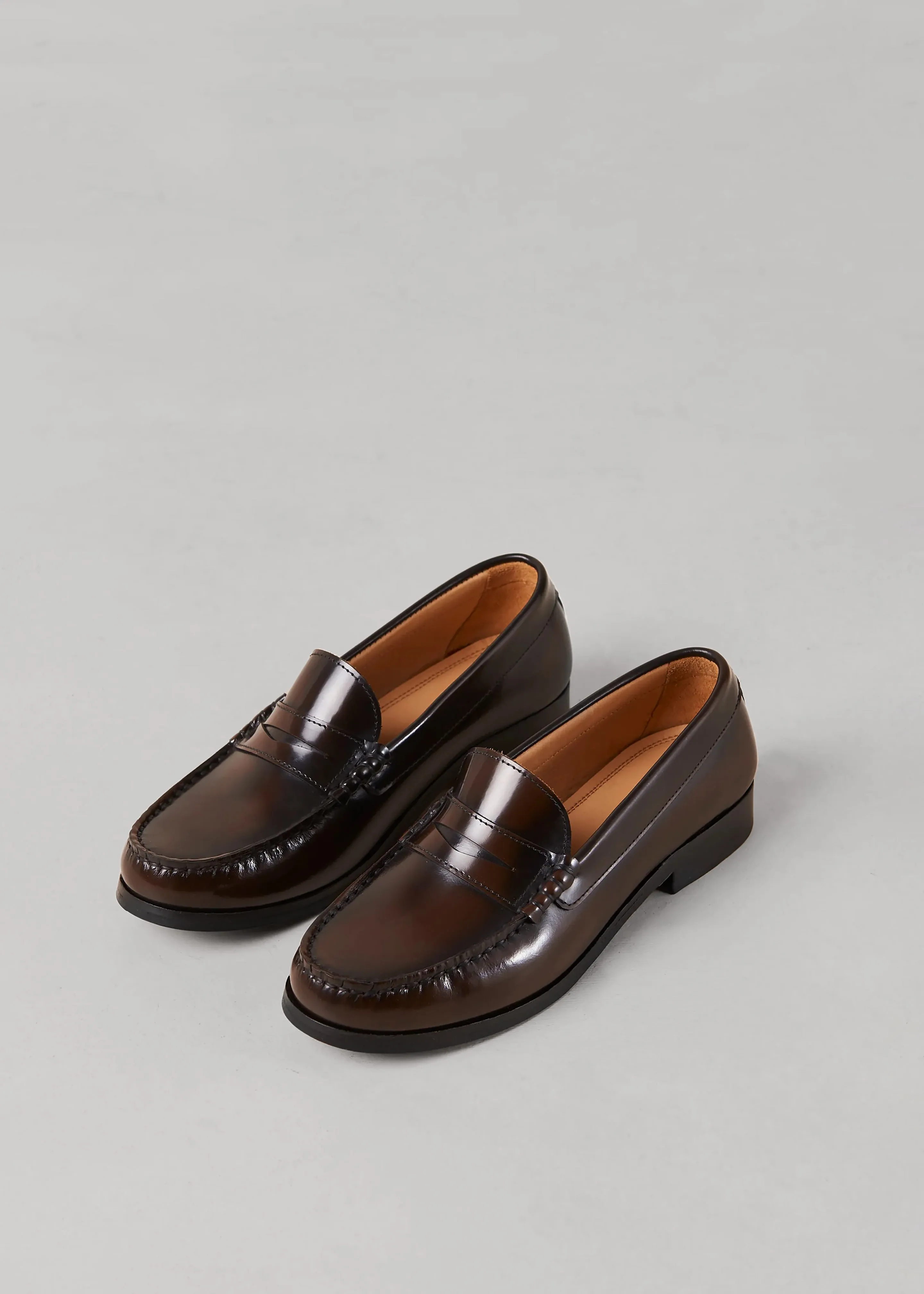 Alohas Rivet Brushed Leather Loafers - Coffee Brown