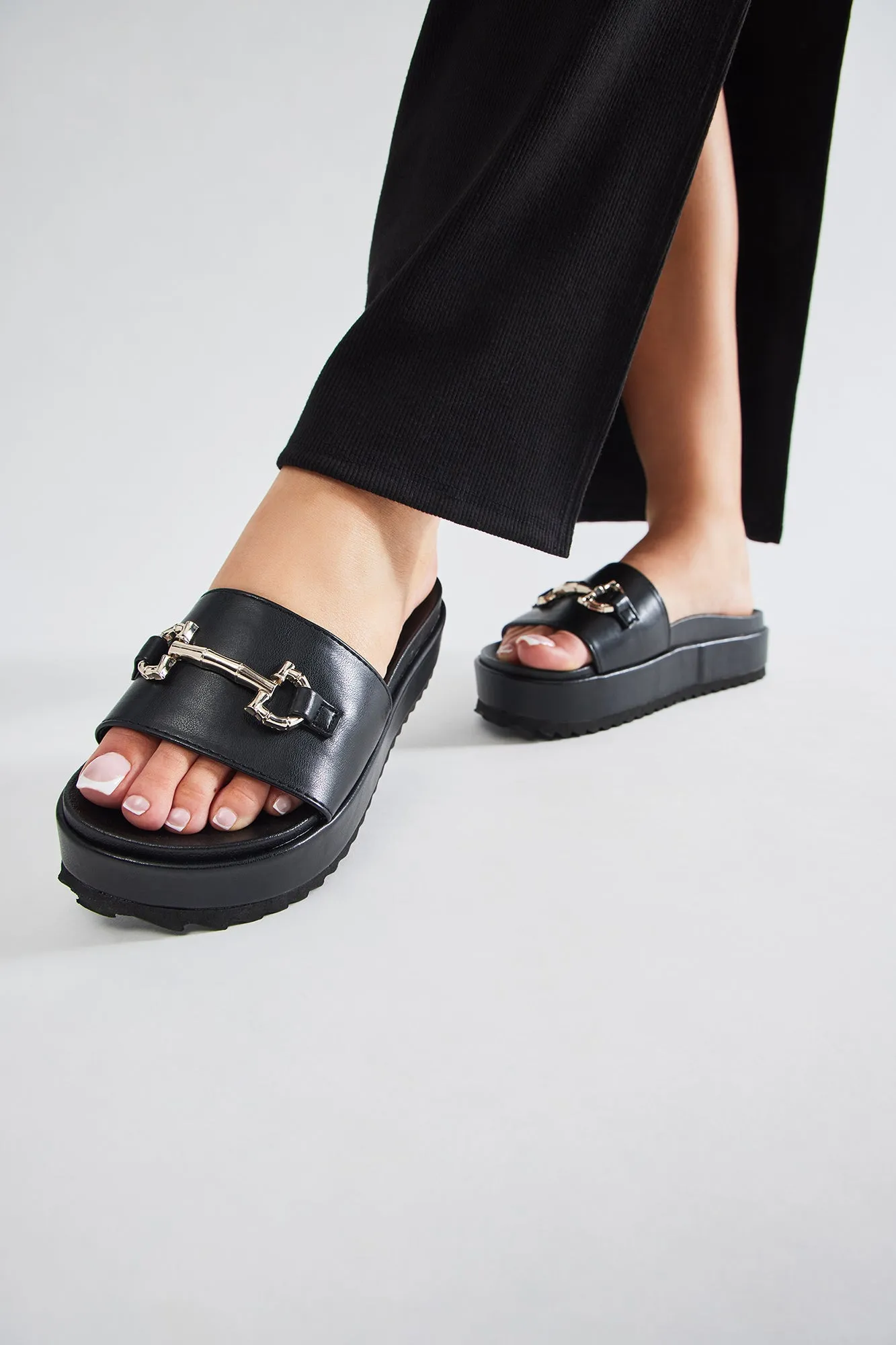 Always Fair Platform Sandals - Black