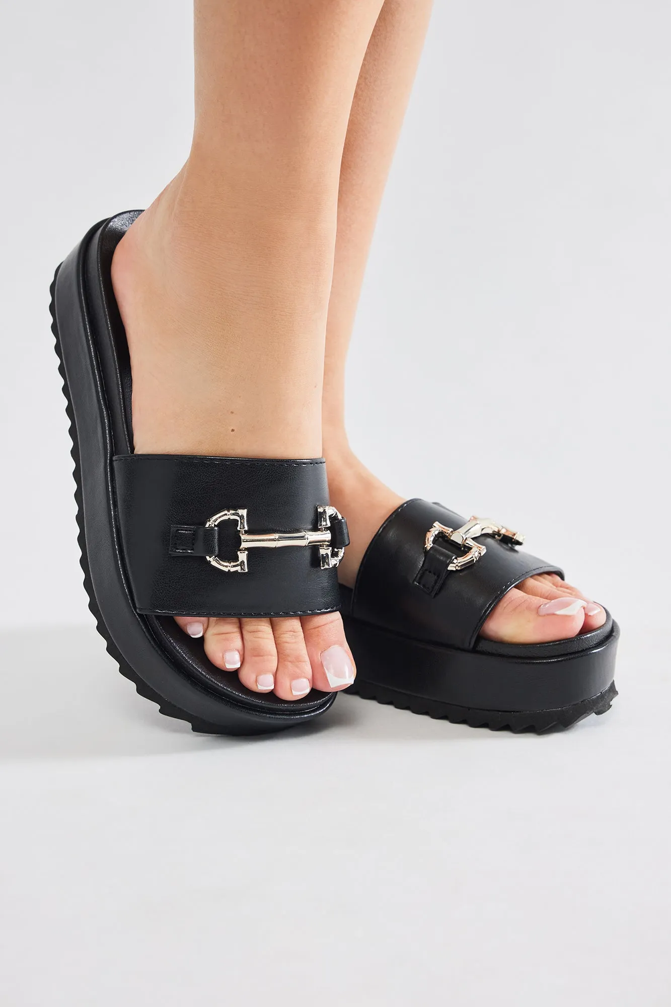 Always Fair Platform Sandals - Black