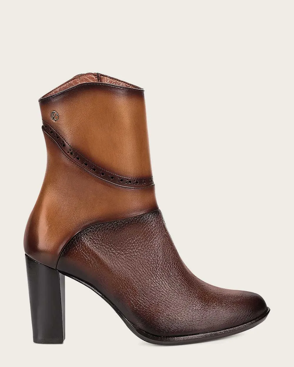 Ankle contrasting honey brown bootie