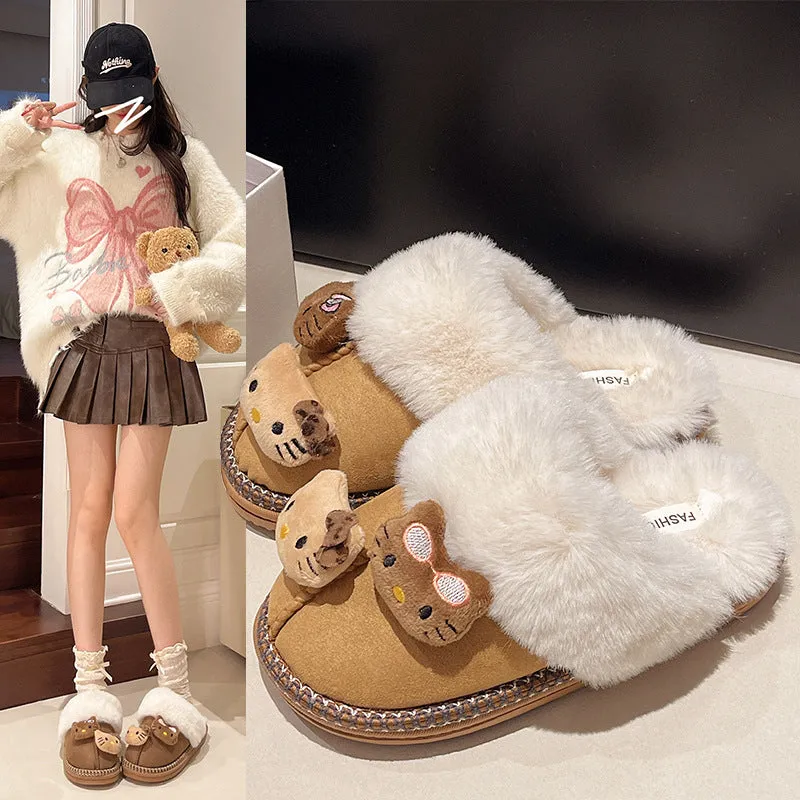 Authentic Brown Kitty Fuzzy Snow Boots KI661