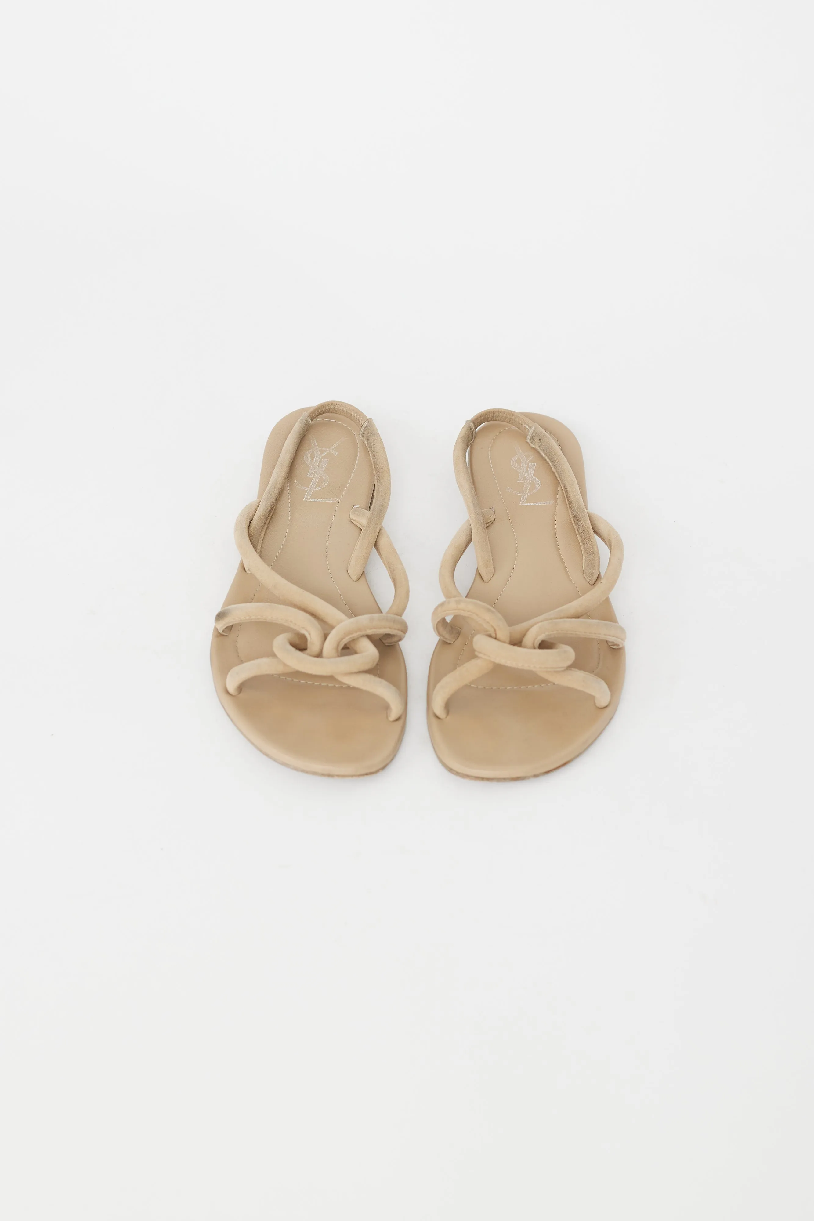 Beige Suede Knotted Flat Sandal