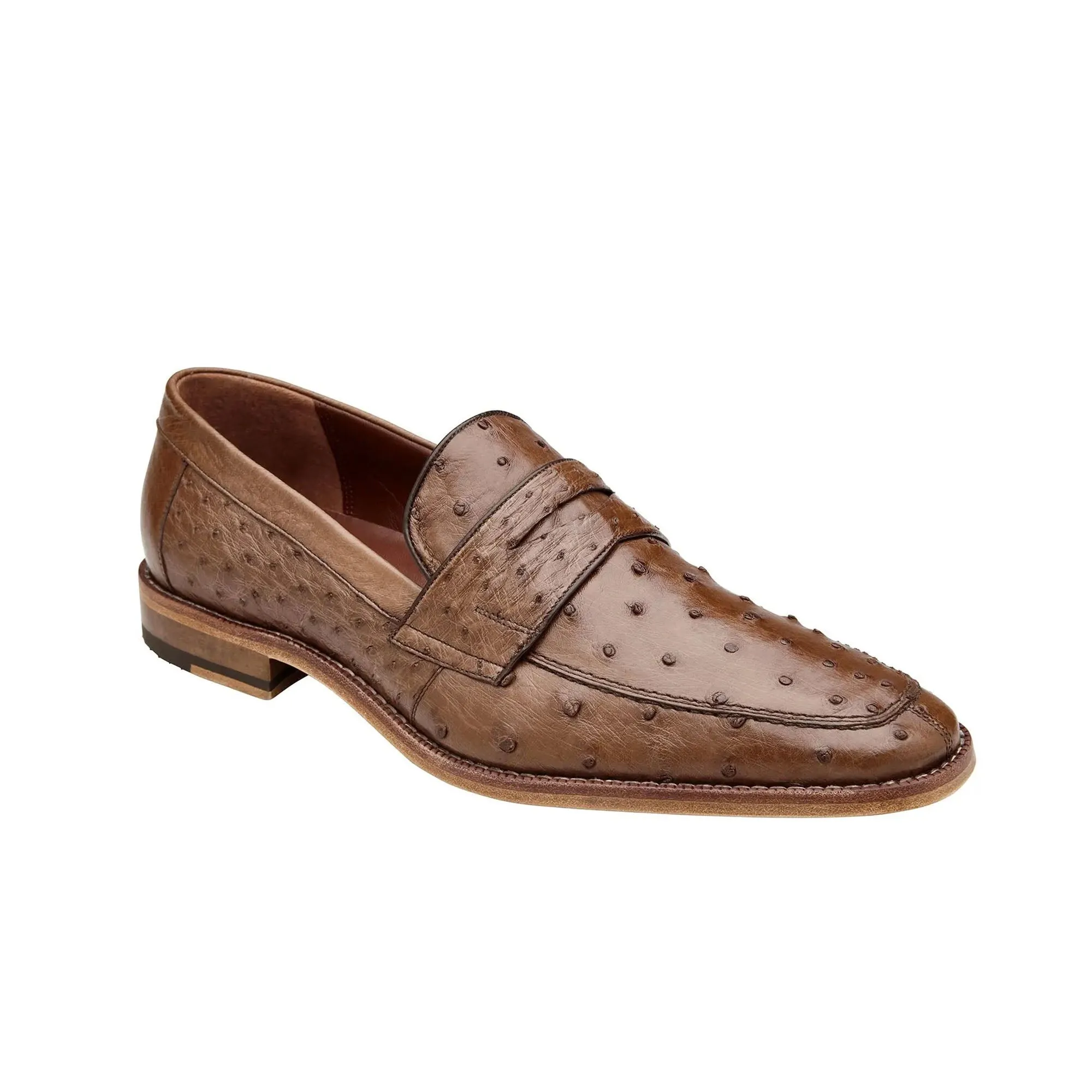 Belvedere Espada in Tabac Ostrich Quill Penny Loafers