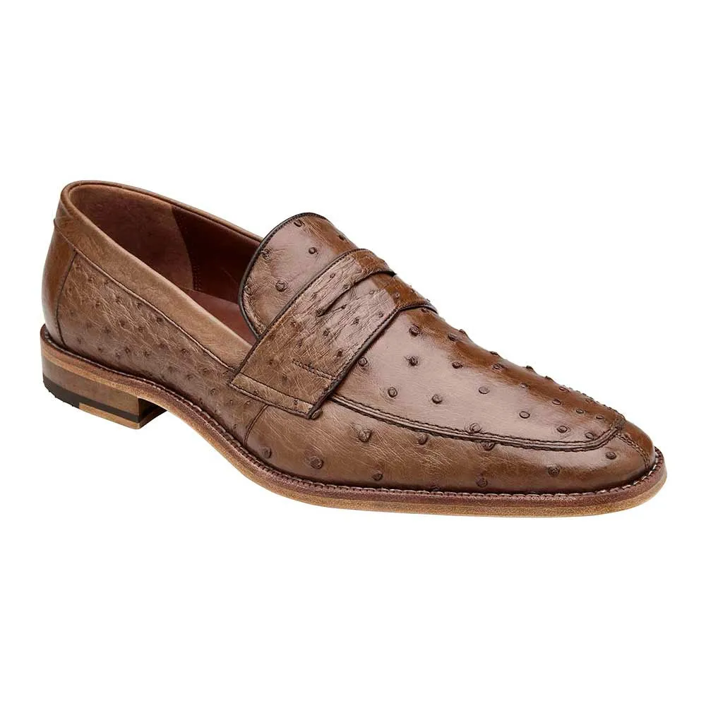 Belvedere Espada Men's Genuine Ostrich Split-Toe Penny Tabac Loafers