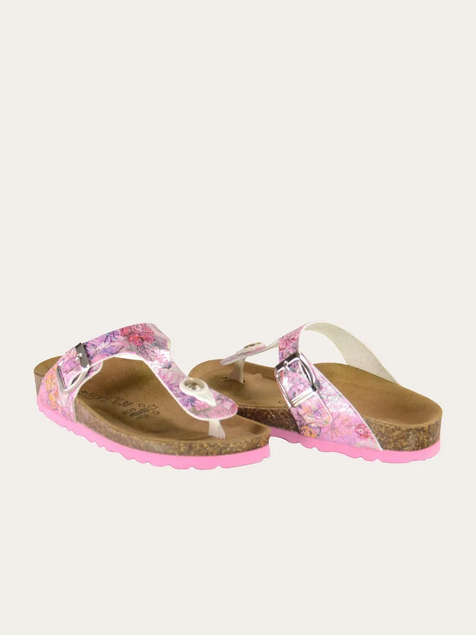 Biochic Girls 1830 Purple Floral Flat Sandals