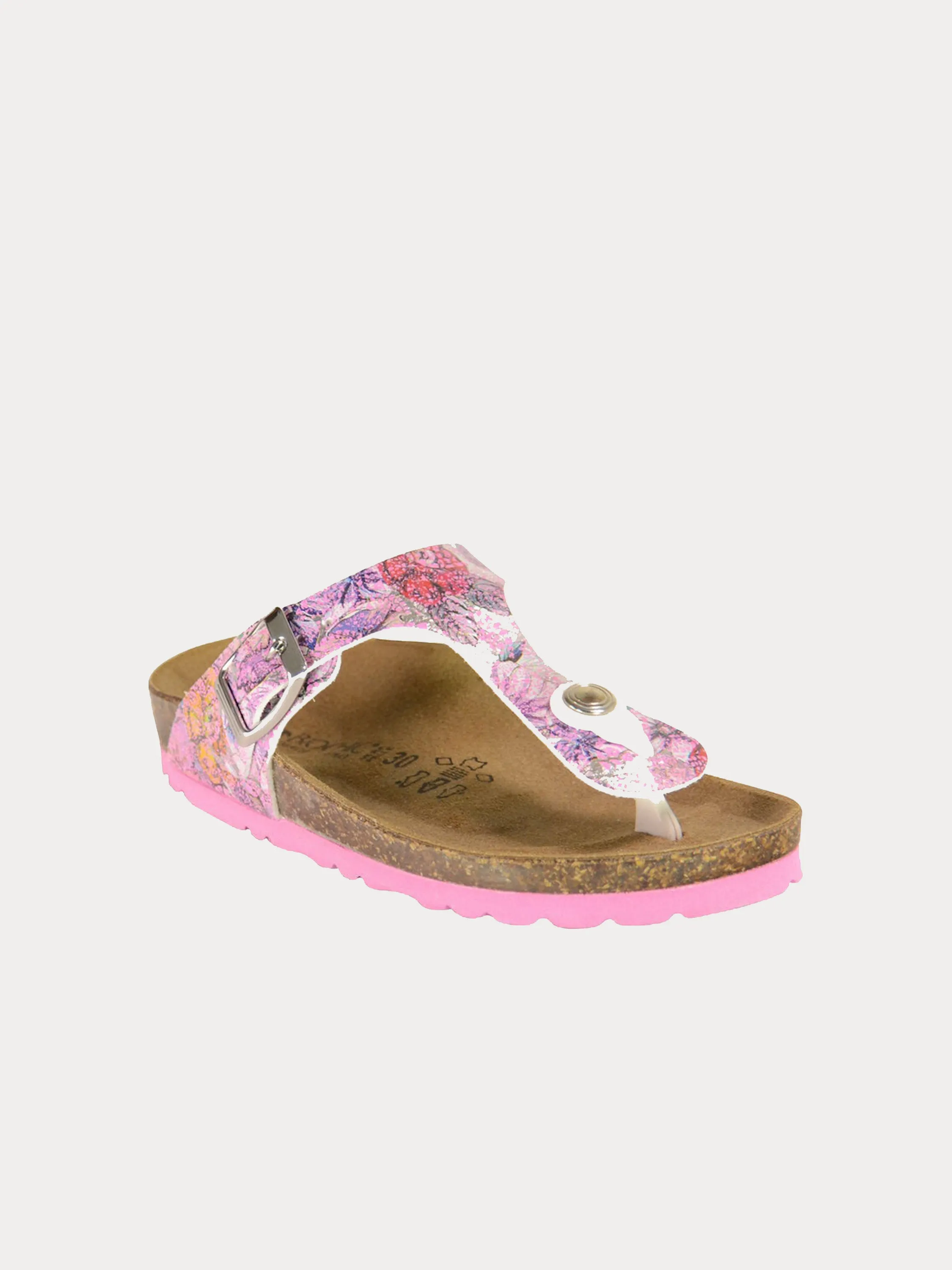 Biochic Girls 1830 Purple Floral Flat Sandals