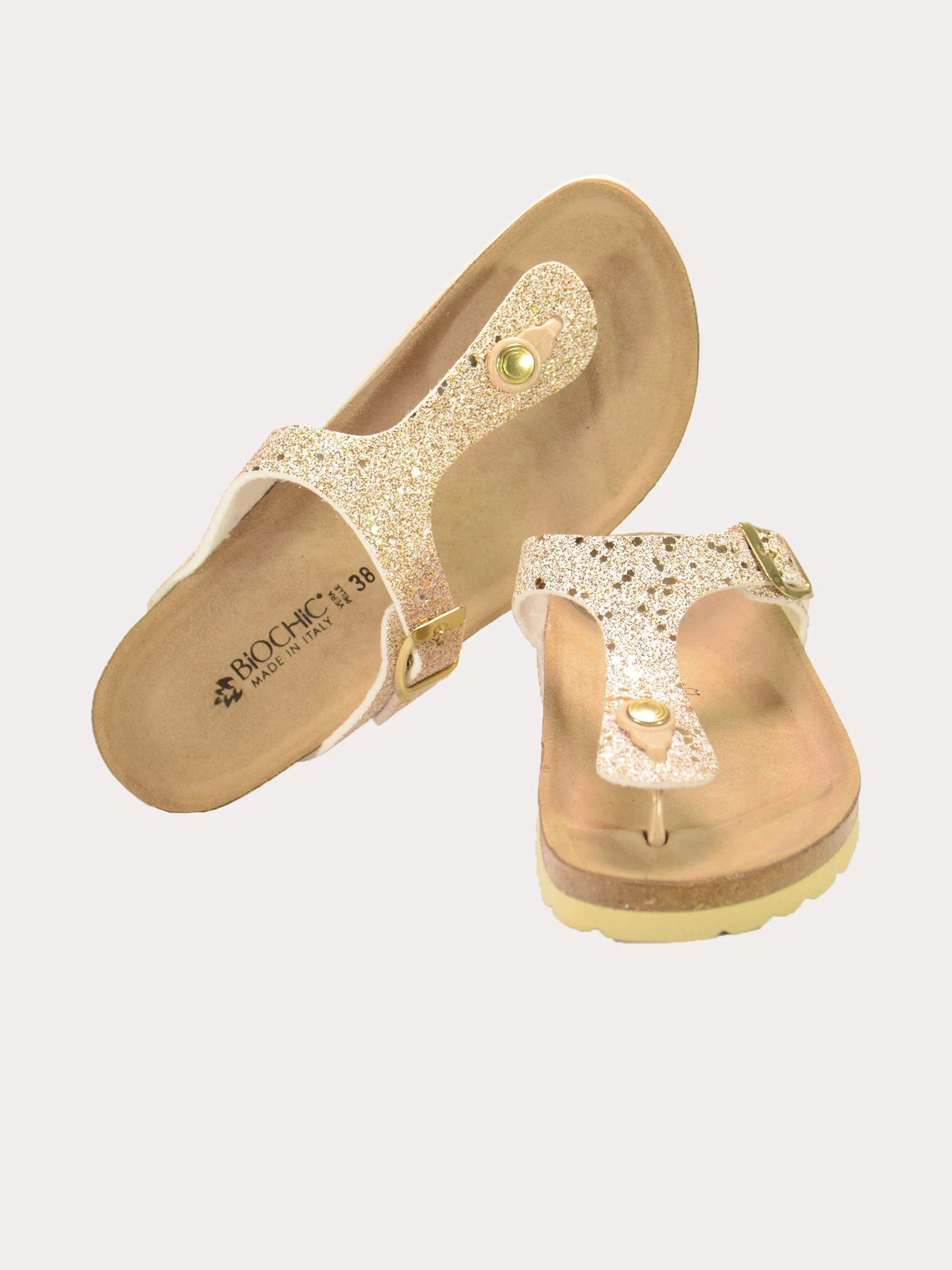 Biochic Women Shimmery Flat Sandals