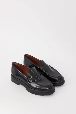 Black Leather Agathea Platform Loafer