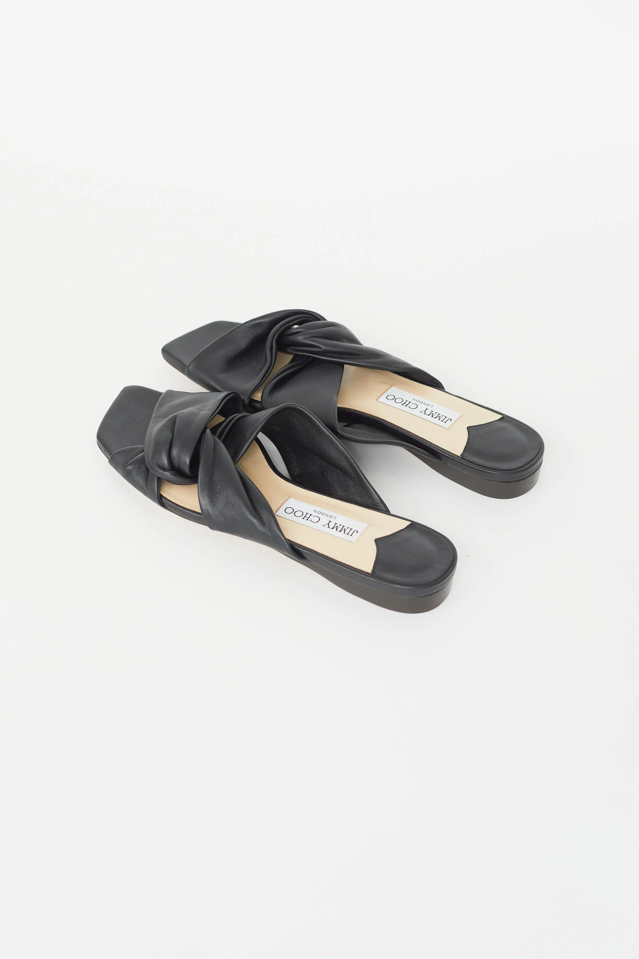 Black Leather Narisa Flat Sandal