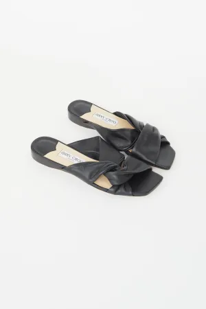 Black Leather Narisa Flat Sandal