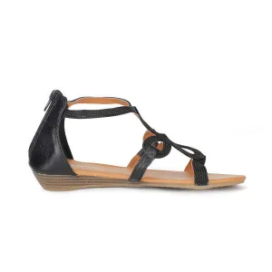 BLACK THONG FLAT SANDALS