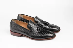 Black Tussle lizard pattern leather Loafer Perfect Adult gift, Men's Dress Casual Party Loafer