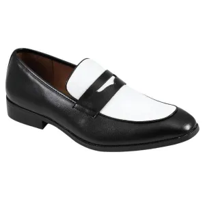 Black/White Two-Tone Men's Slip-On Dress Shoes Style No-LEVI