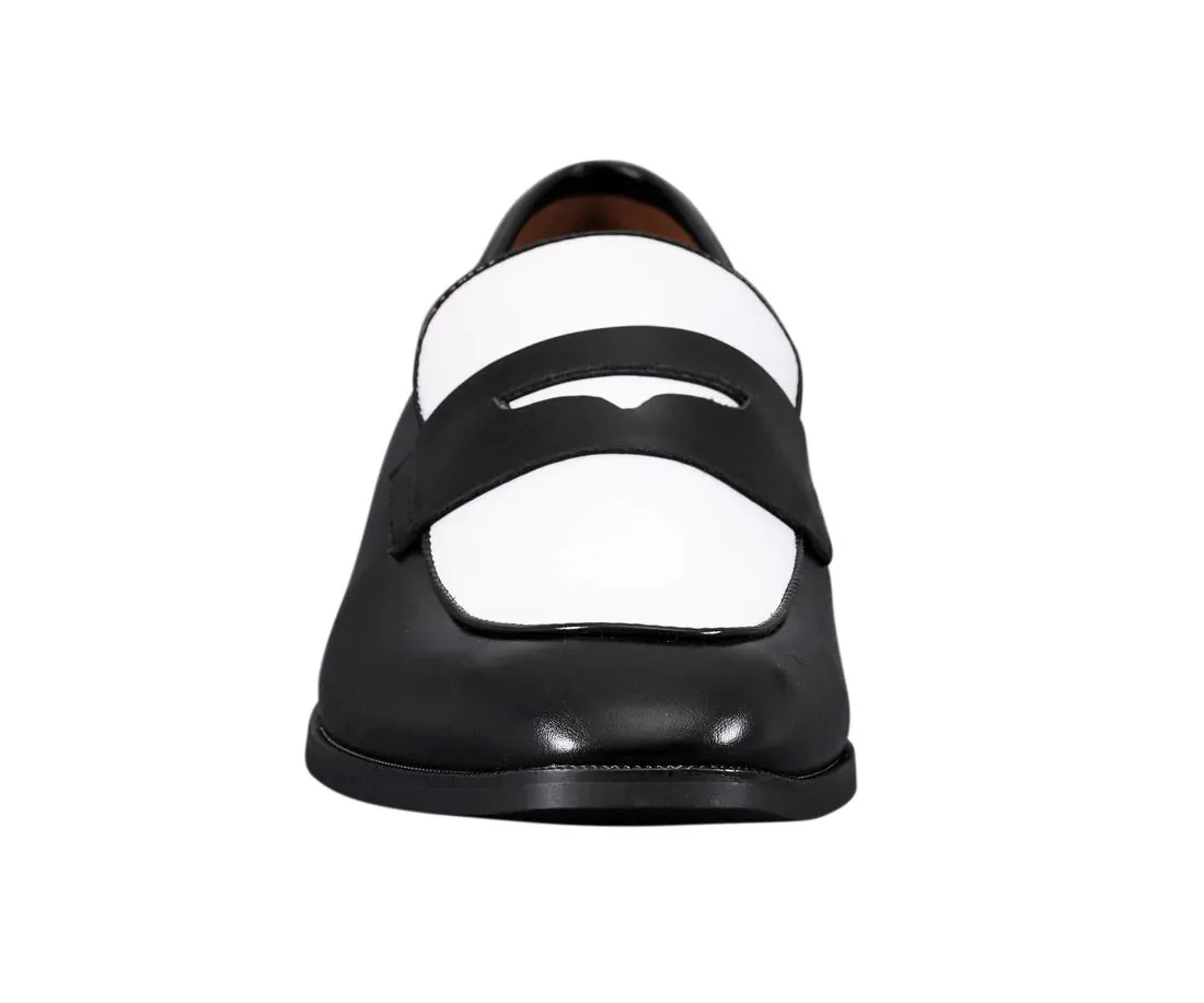 Black/White Two-Tone Men's Slip-On Dress Shoes Style No-LEVI