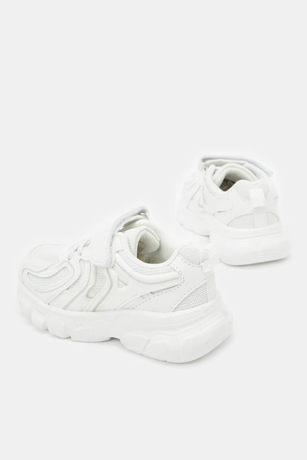 Boys White Material Block Chunky Sneaker