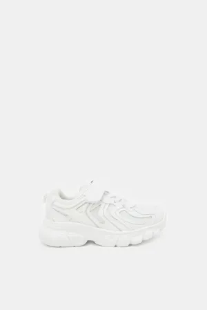 Boys White Material Block Chunky Sneaker