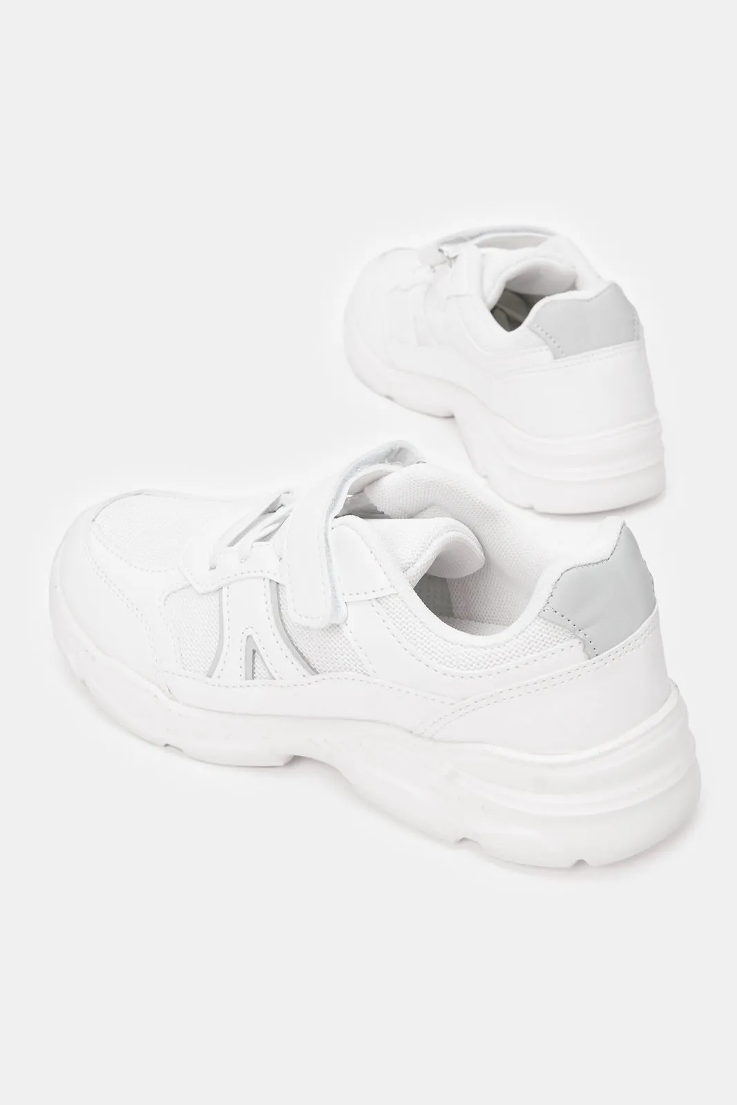 Boys White Material Block Chunky Sneakers