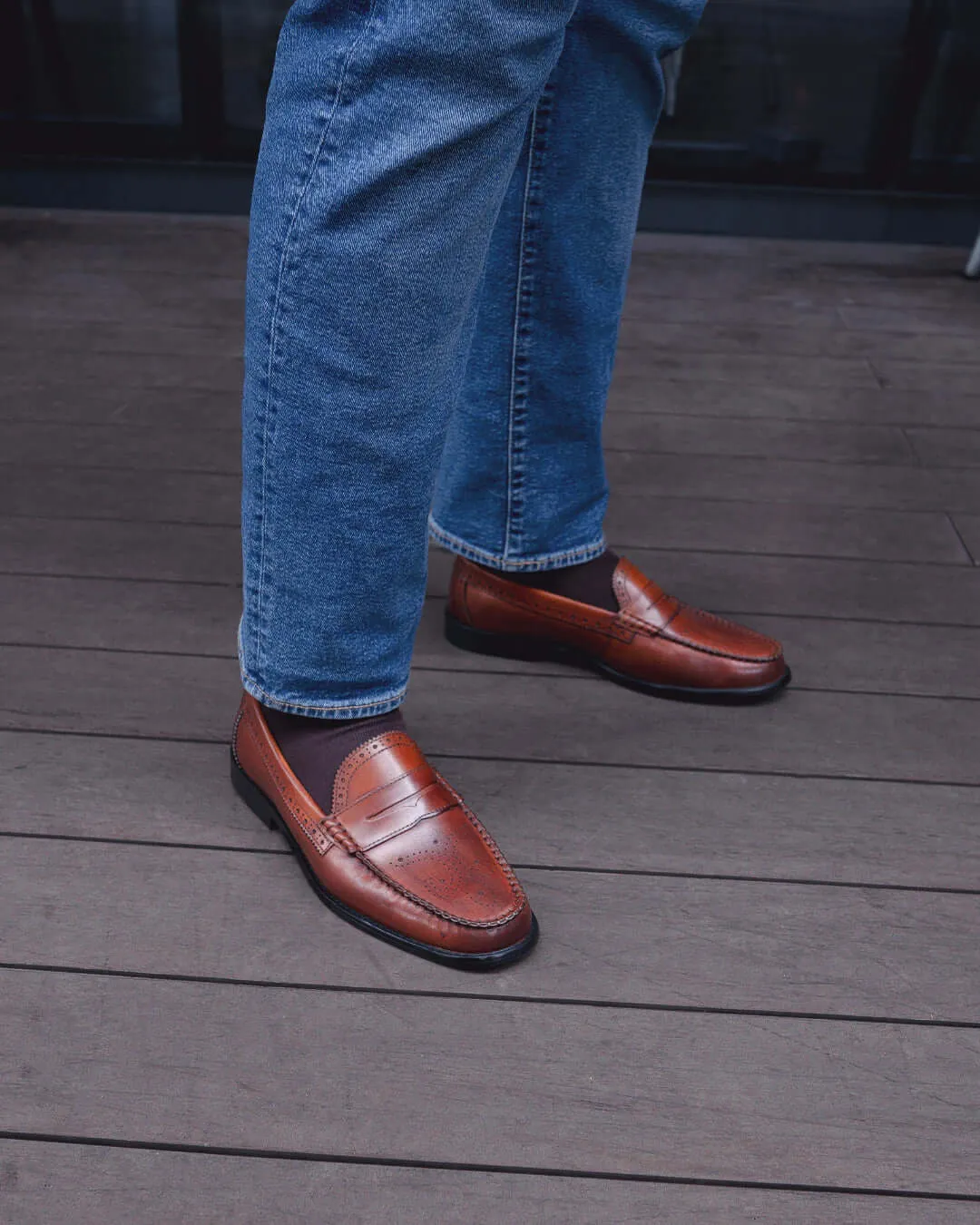 Brogue Penny Loafer - Cognac Tan