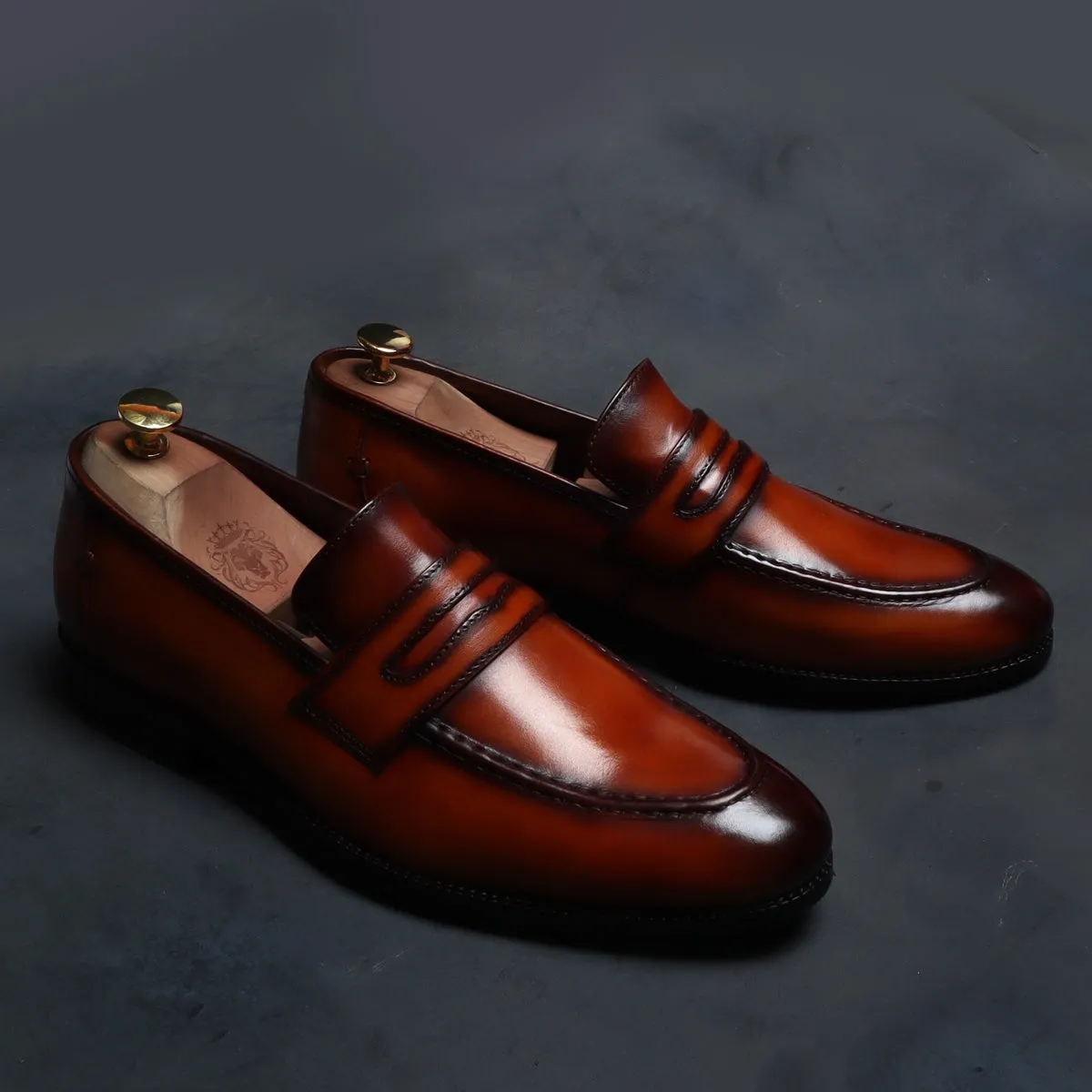 Burnished Tan Penny Loafers