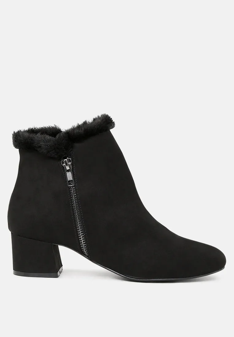 Carla Round Toe Zipper Ankle Boots