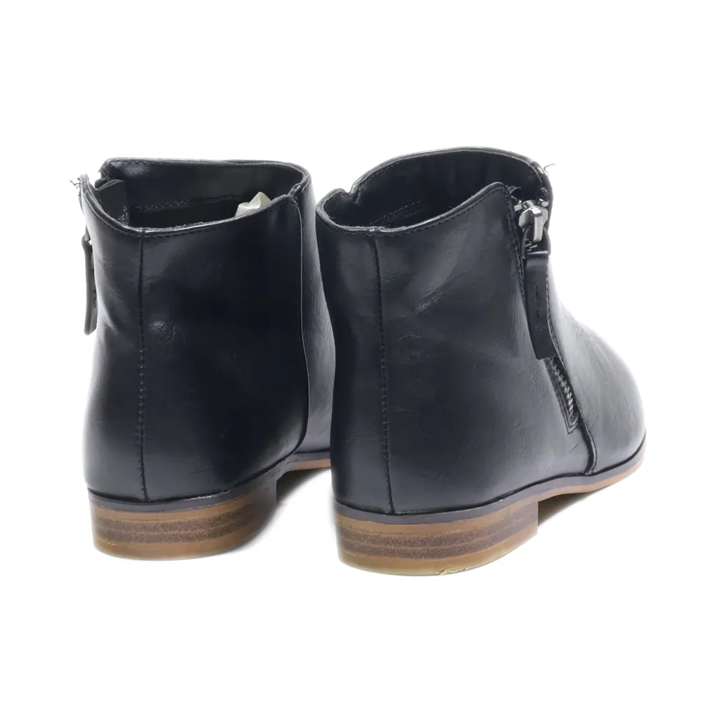 Cat & Jack Ankle Boots Leather Black Colour For Kids