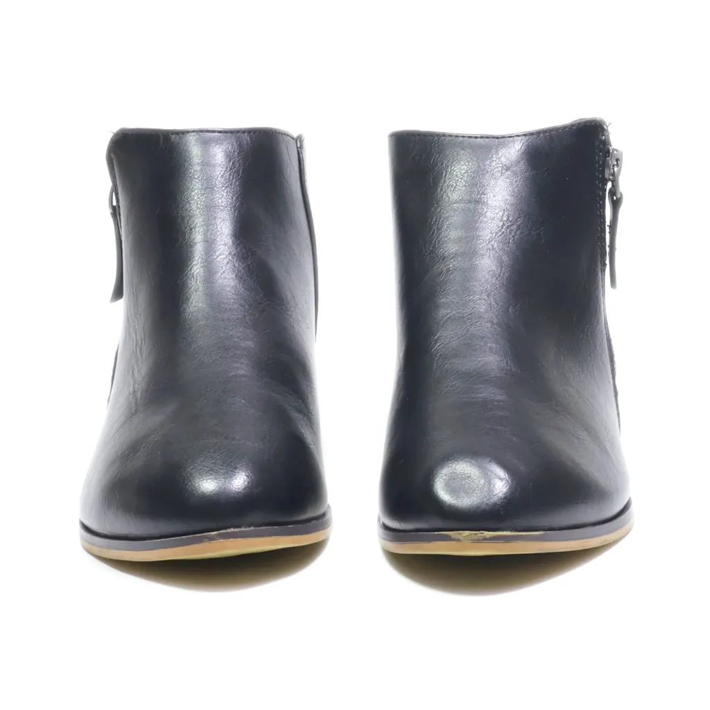 Cat & Jack Ankle Boots Leather Black Colour For Kids