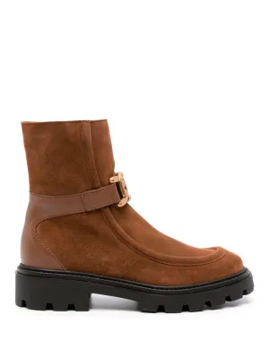Chain-appliqué ankle boots