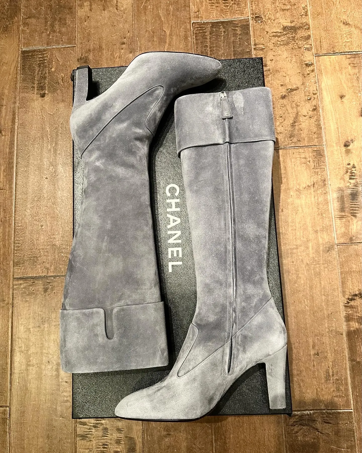 CHANEL Suede Calfskin High Boots