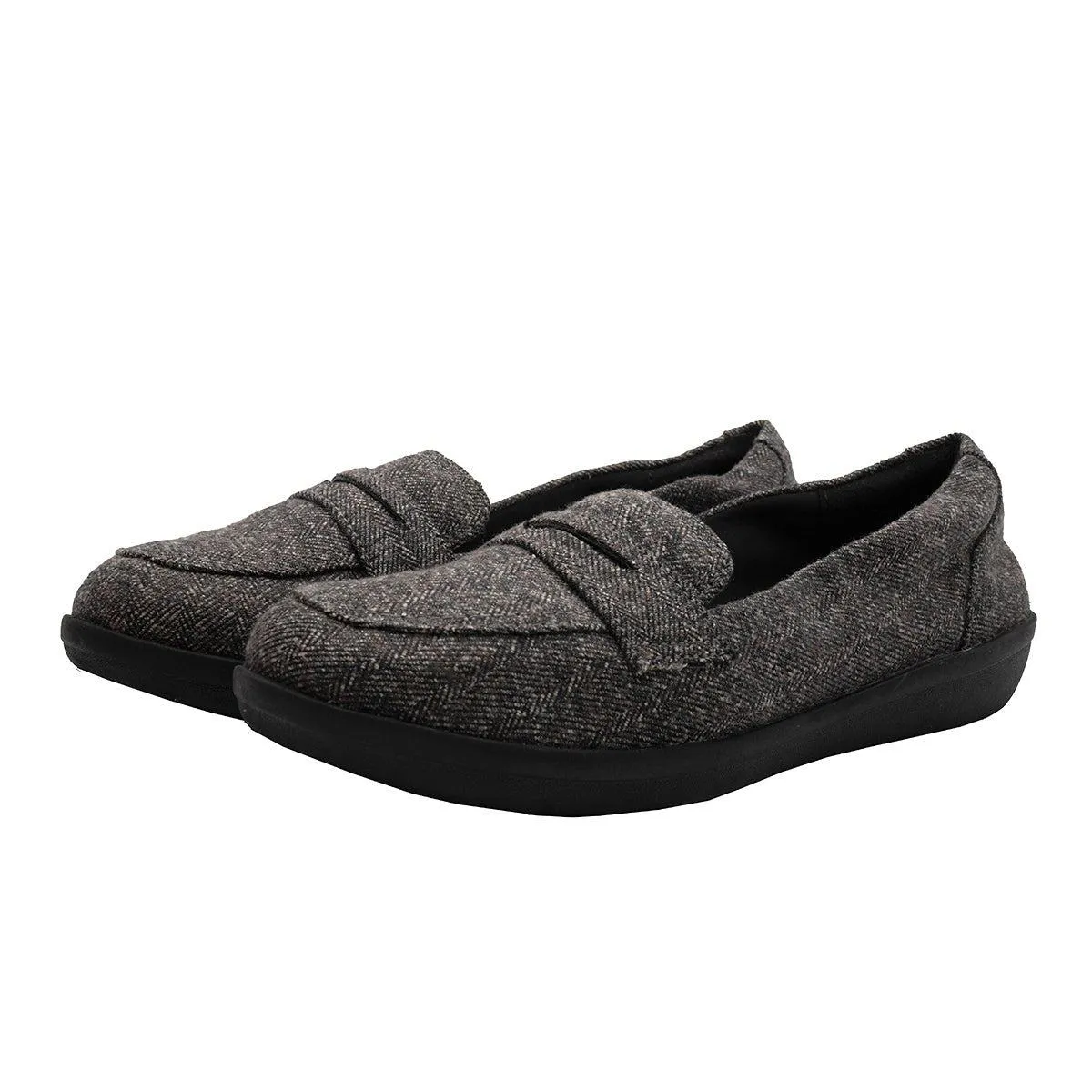 Clarks Ayla Form Penny Loafers Fabric Grey Colour For Women