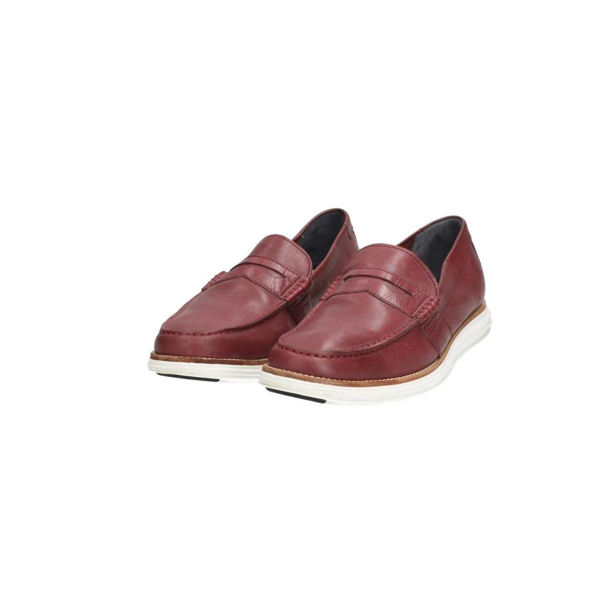 Cole Haan Lunargrand Penny Loafers Leather Burgundy Colour For Men