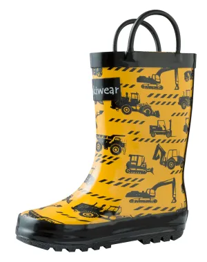 Construction Vehicles Loop Handle Rubber Rain Boots