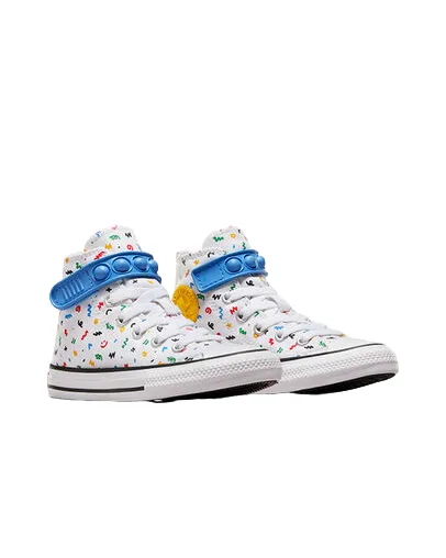 Converse scarpa sneakers da bambini in tela Chuck Taylor All Star Easy On Doodles A06316C bianco