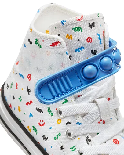 Converse scarpa sneakers da bambini in tela Chuck Taylor All Star Easy On Doodles A06316C bianco