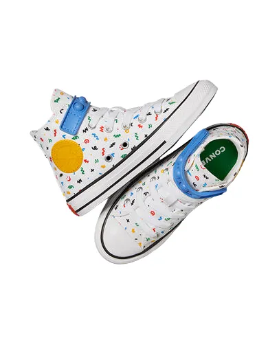 Converse scarpa sneakers da bambini in tela Chuck Taylor All Star Easy On Doodles A06316C bianco