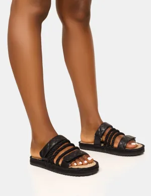 Coral Black Rope Detail Flat Sandal