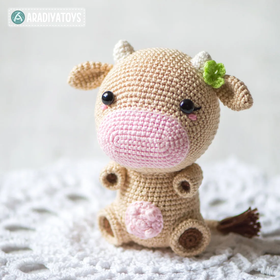 Crochet Pattern of Cow Mia from "AradiyaToys Design" (Amigurumi tutorial PDF file) / cute cow crochet pattern by AradiyaToys