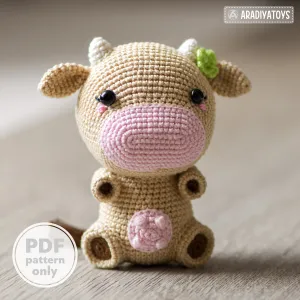 Crochet Pattern of Cow Mia from "AradiyaToys Design" (Amigurumi tutorial PDF file) / cute cow crochet pattern by AradiyaToys