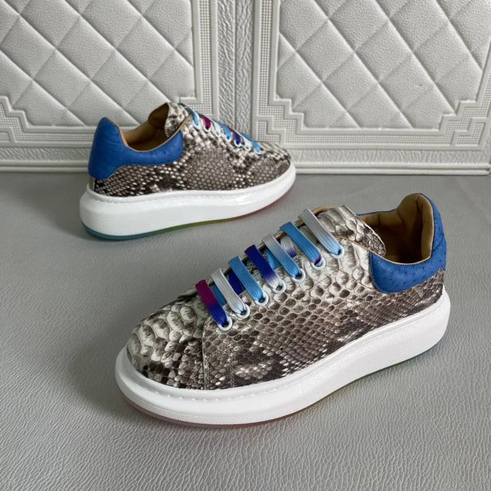 Crocodile Shoes Python Leather Fashion White Shoes Womens Height Increase Sneakers Casual Shoes Female Travel Footwear