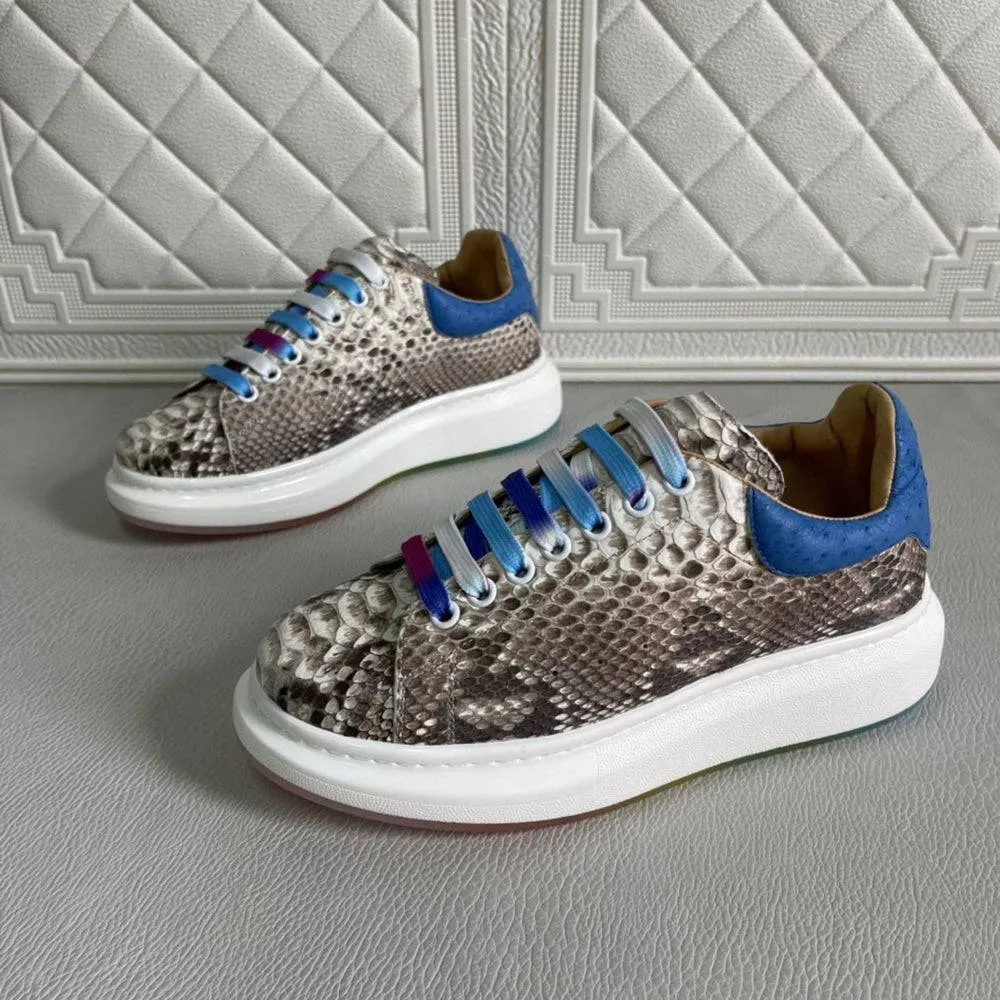 Crocodile Shoes Python Leather Fashion White Shoes Womens Height Increase Sneakers Casual Shoes Female Travel Footwear