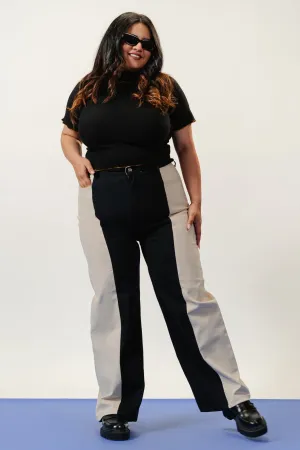 Curve Two Tone Stretch Straight Jeans