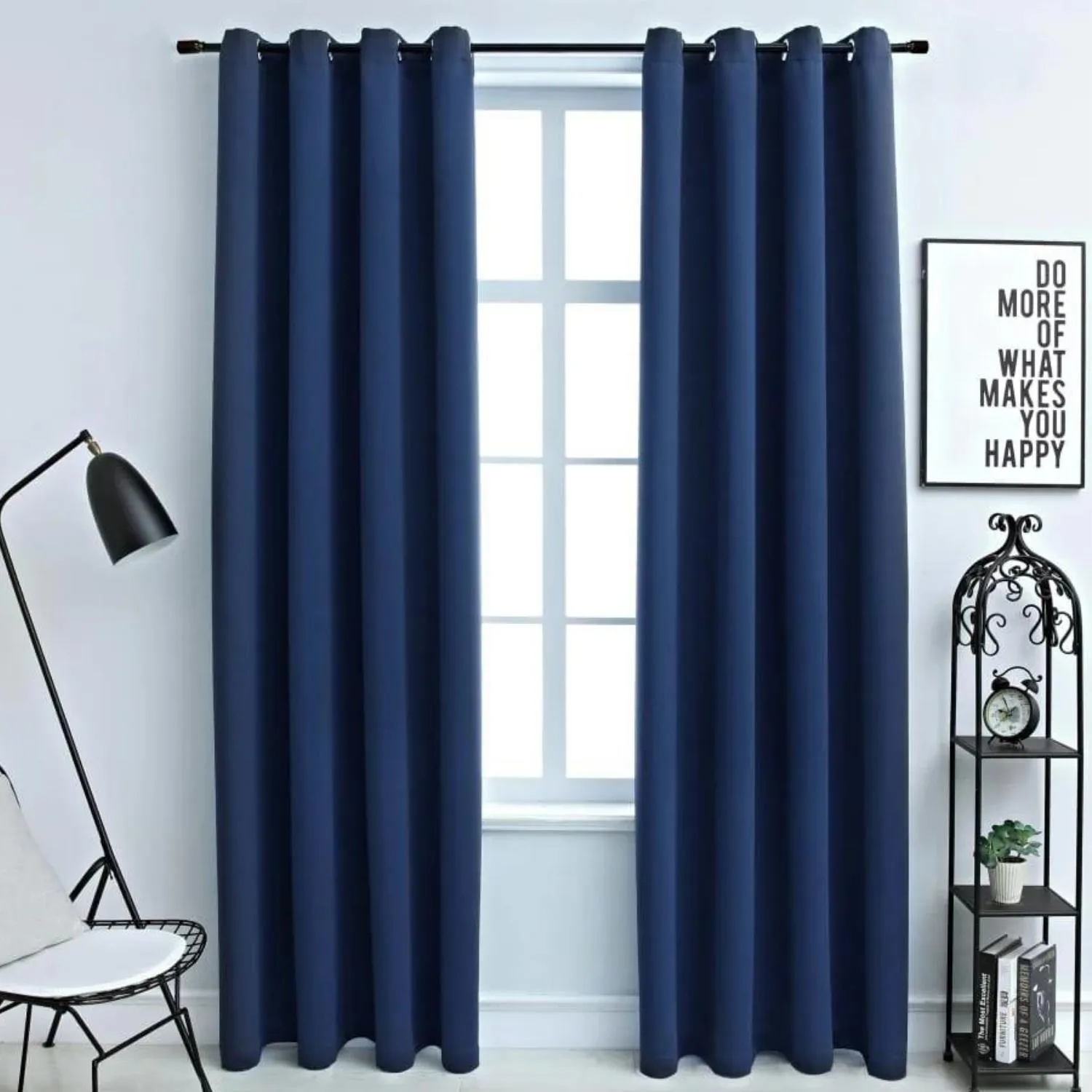 Dark Blue Velvet Blackout Curtains Set of 2, Thermal Insulated - Gominimo