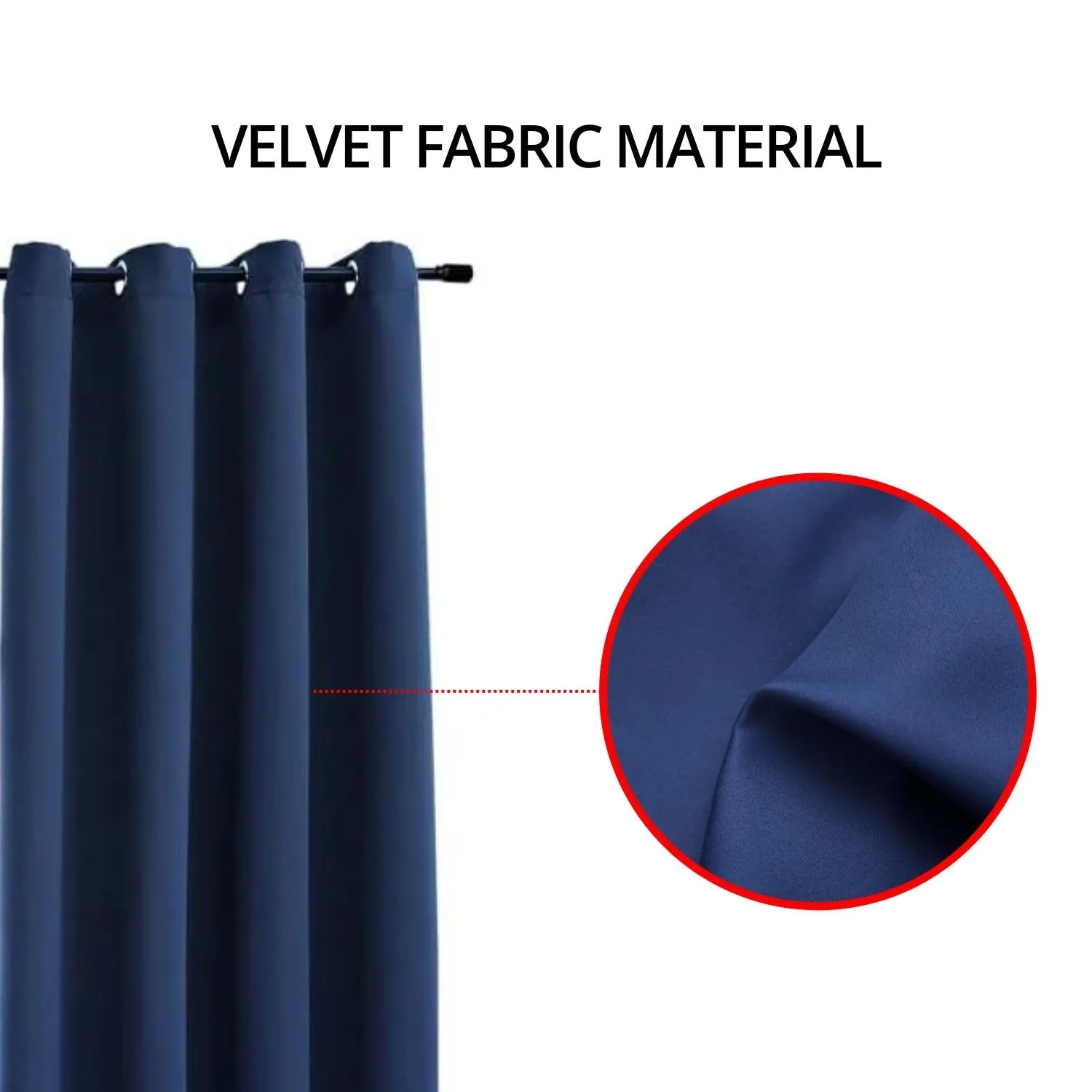 Dark Blue Velvet Blackout Curtains Set of 2, Thermal Insulated - Gominimo