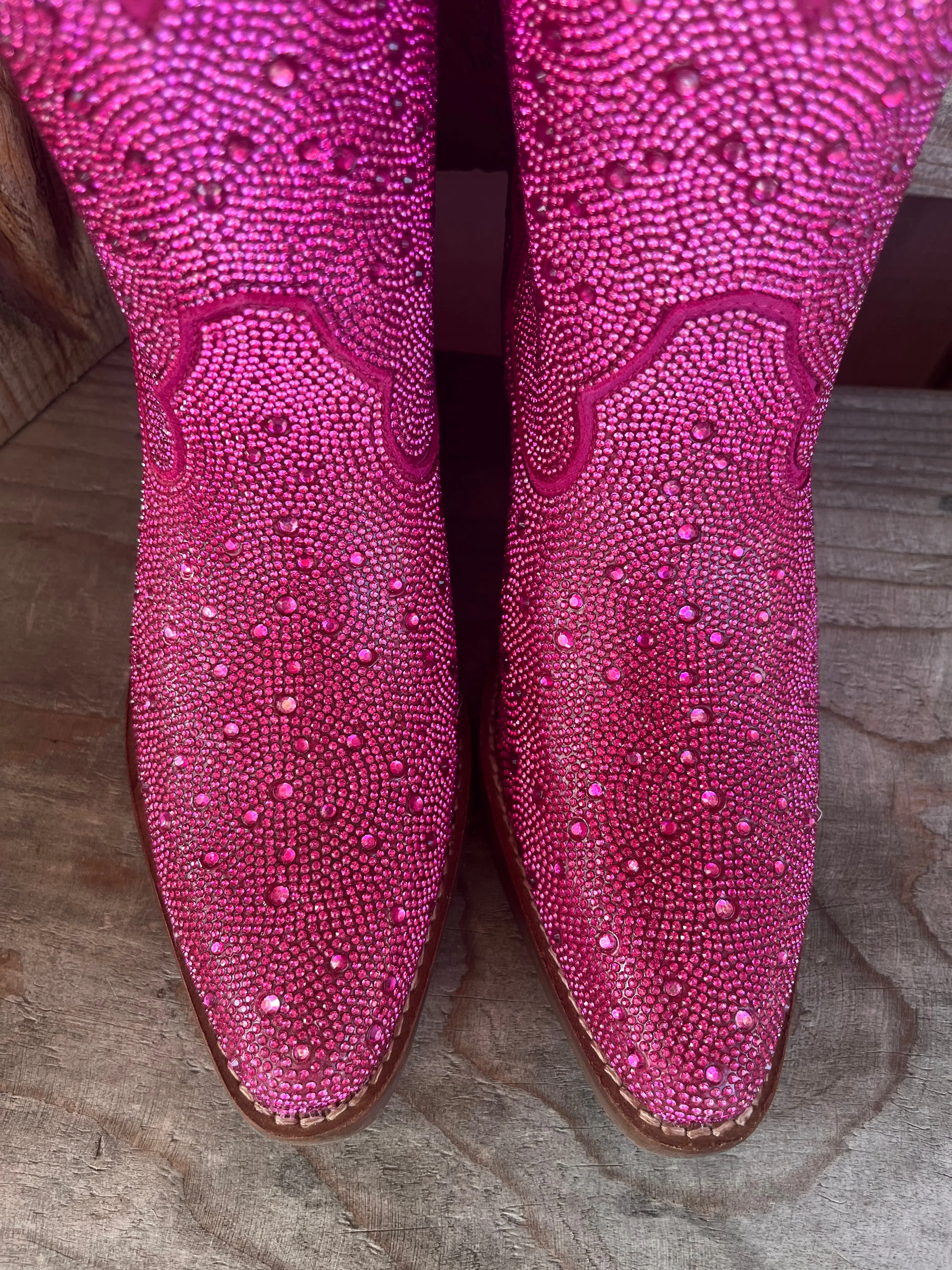 Dingo Women's Fuchsia Rhinestone Cowgirl Ankle Booties DI577-PNK