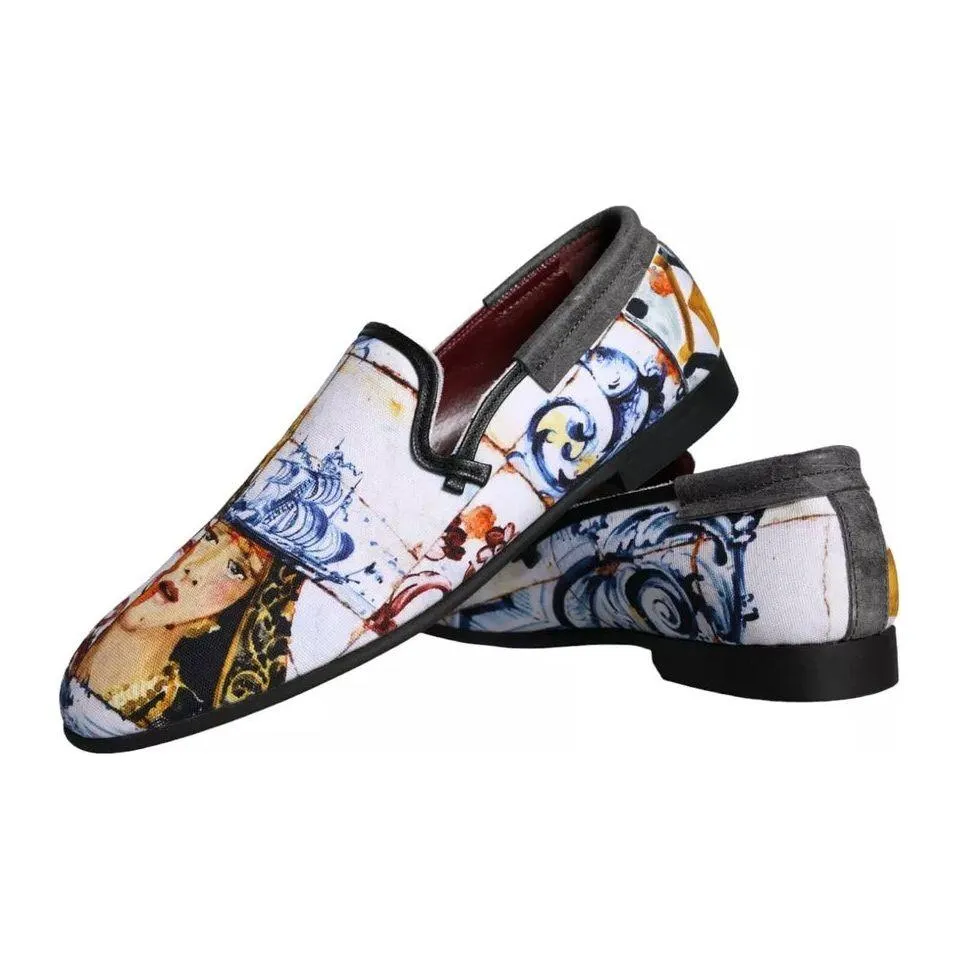 Dolce & Gabbana Multicolor Madonna Majolica Amalfi Men Loafers Shoes