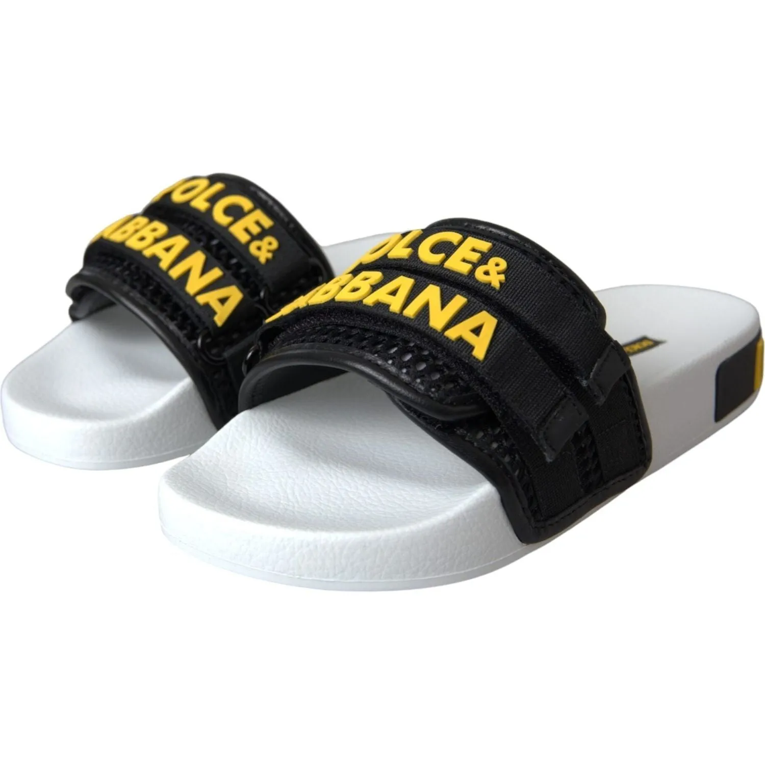 Dolce & Gabbana White Black Logo Beachwear Flats Sandals Shoes