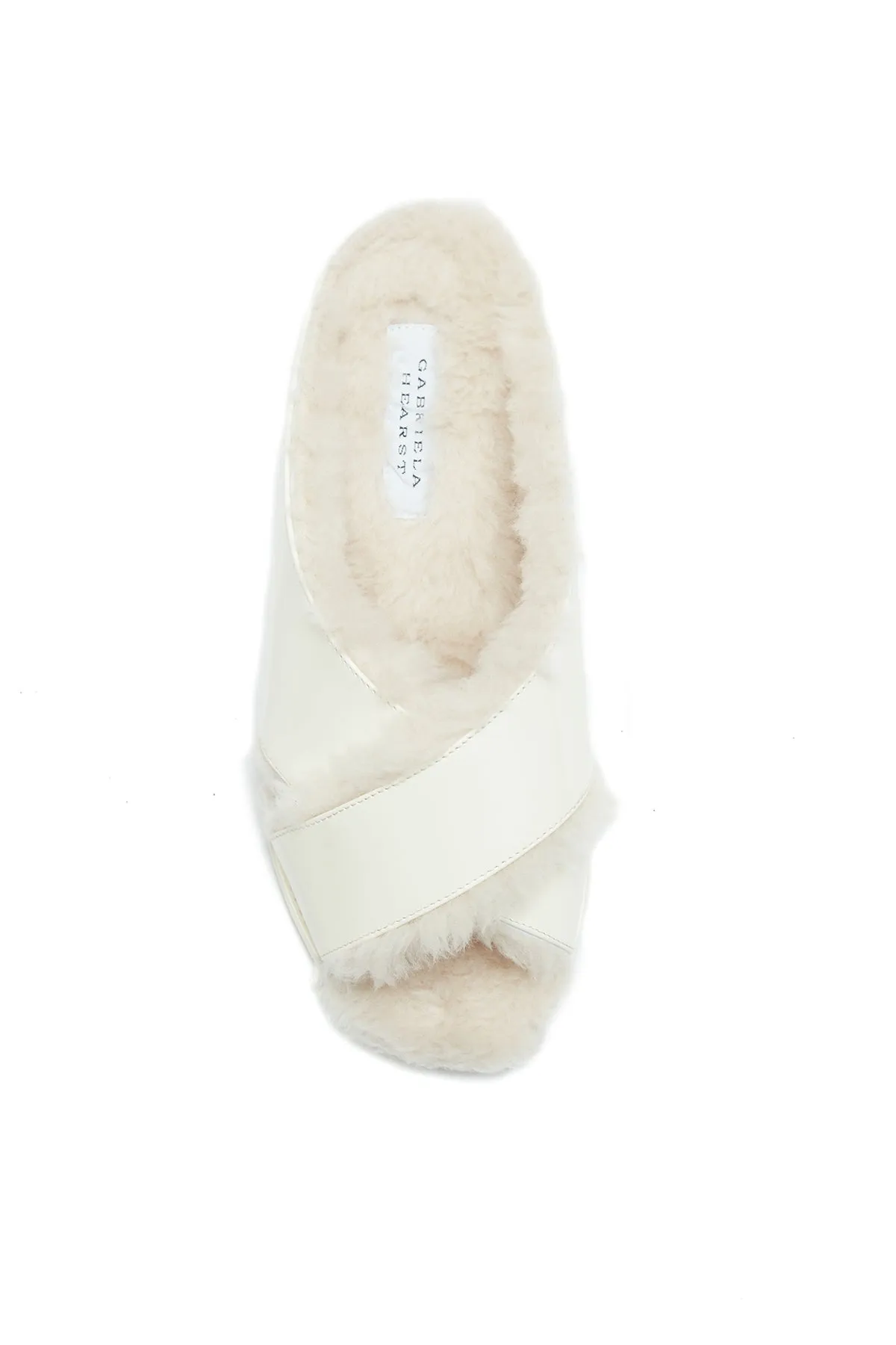 Ellington Fur Flat Slide in Cream Leather