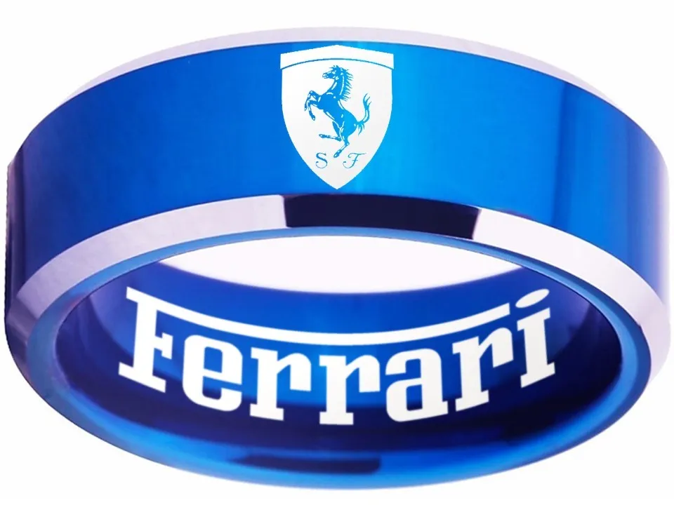 Ferrari Ring Ferrari Logo Ring Blue and Silver Wedding Band #ferrari #spider