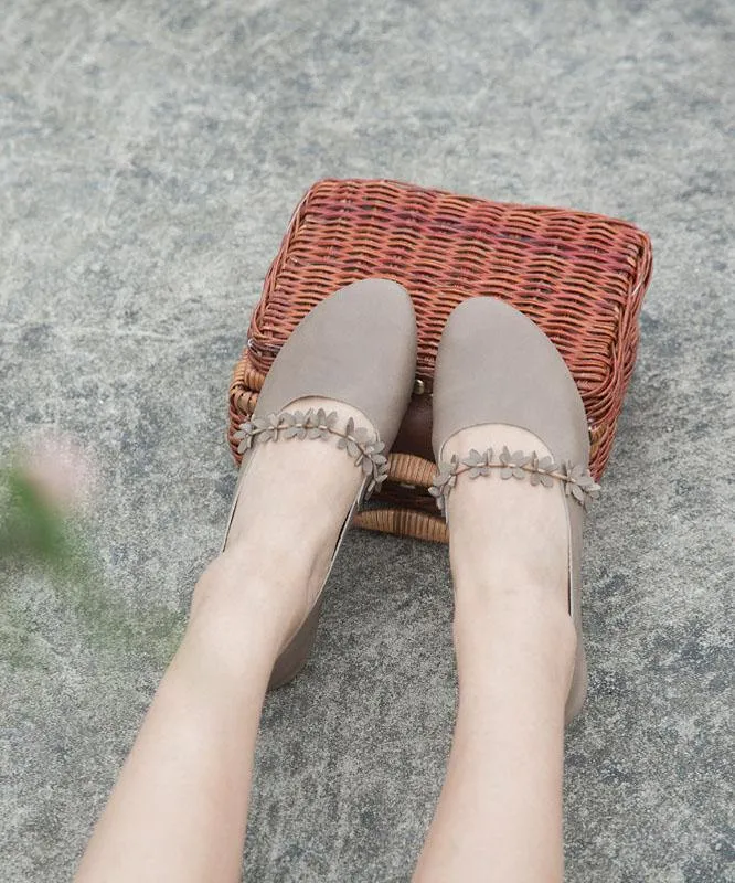 Fine Flats Beige Cowhide Leather Penny Loafers